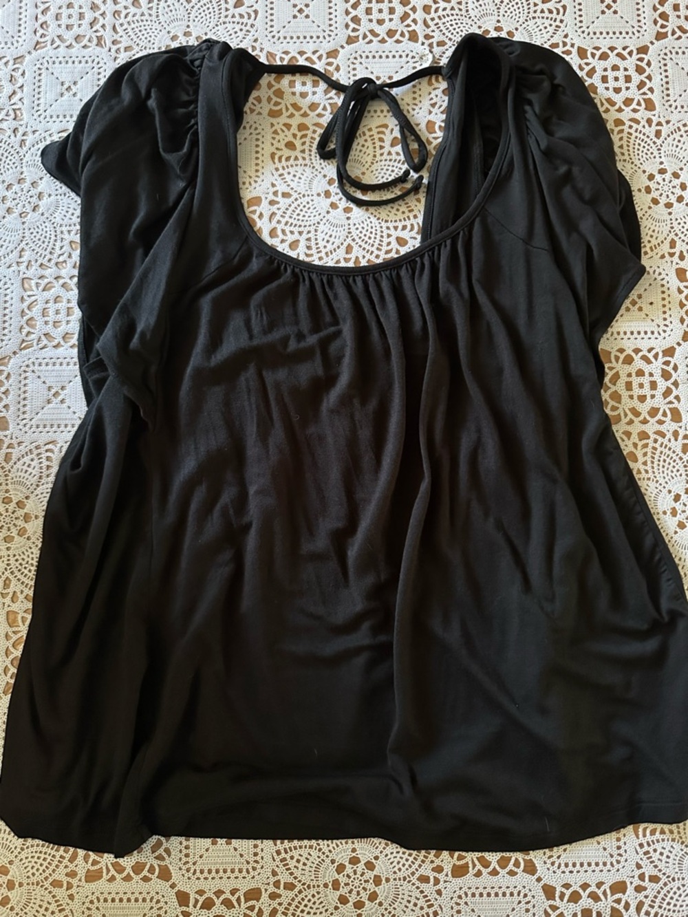 GAP Black Scoop Neck Tie-Back Blouse